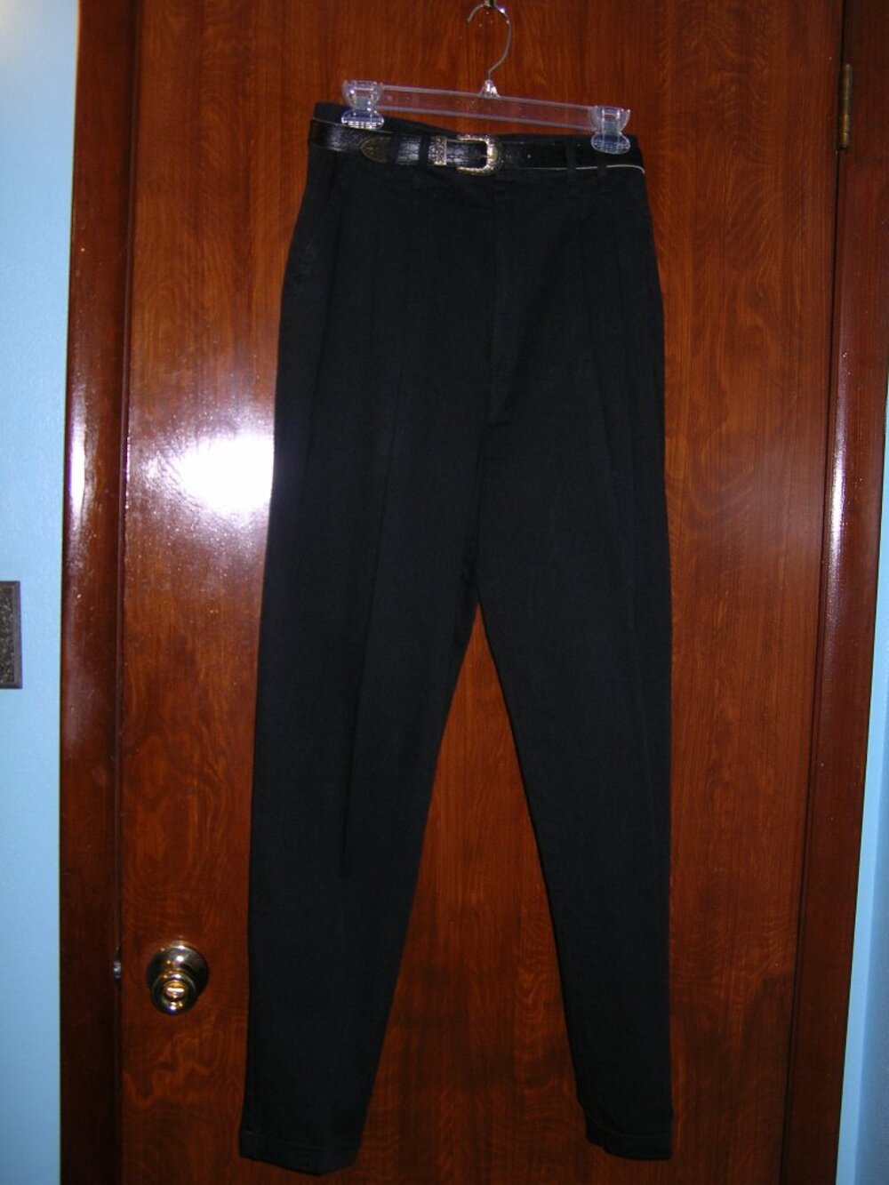 Chic Women's Black Dress Pants Slacks w/Belt Size 10 Schooners 30" Long New A1